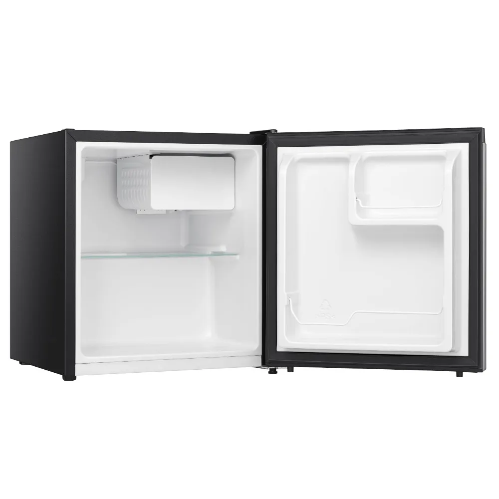 Novo refrigerador compacto de 1,6 pés cúbicos, mini geladeira de porta única, prata