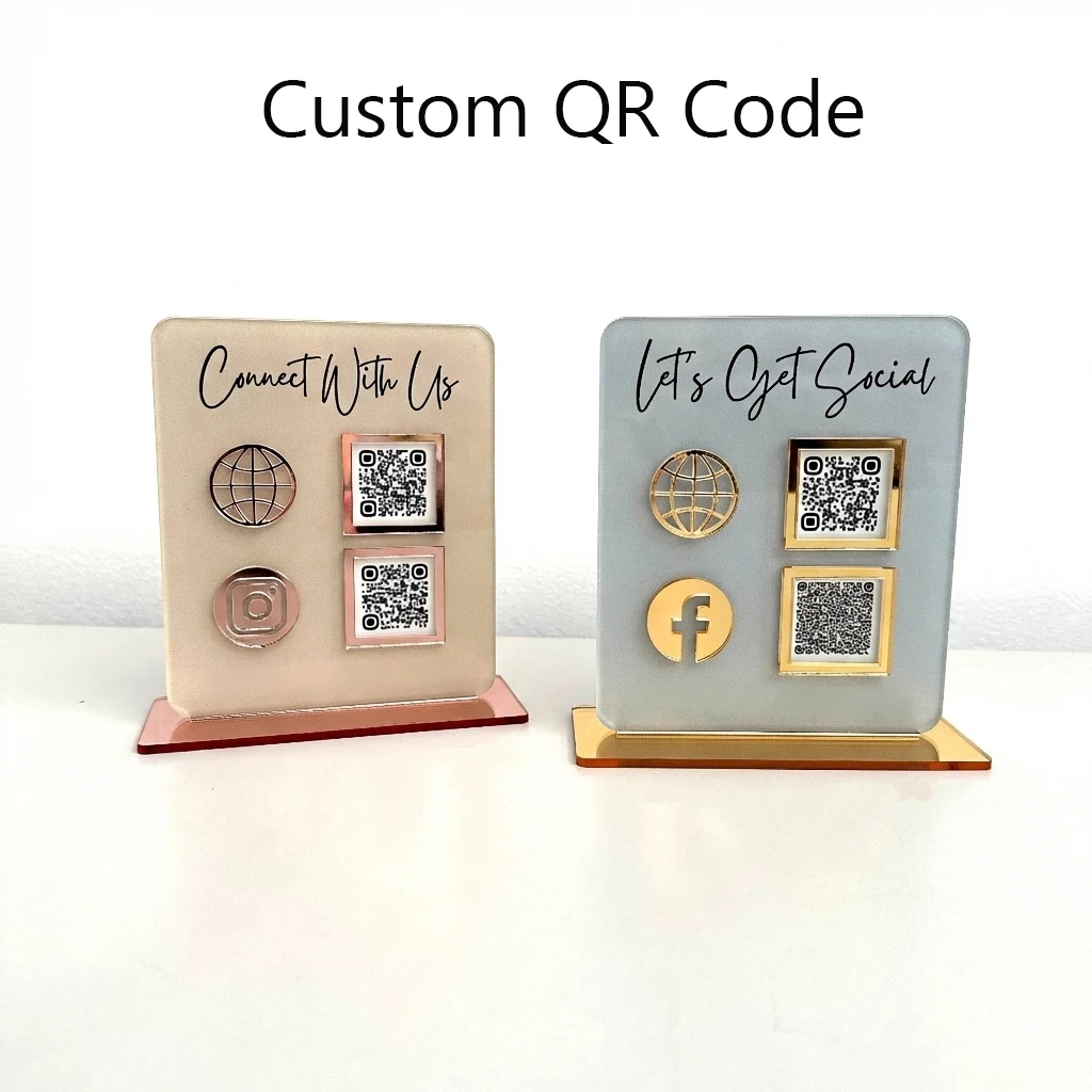 Personalized Acrylic QR Code Display Stand For Desktop Custom Printed Sign Suitable For Retail Stores To Increase Social Media