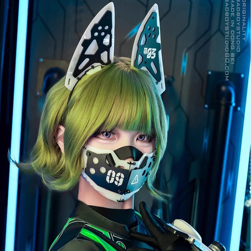 خوذة قناع تنكري من Game CyberPunk للنساء، قناع ميكانيكي للخيال العلمي، ملحقات مهرجان الموسيقى، أقنعة حفلات الهالوين