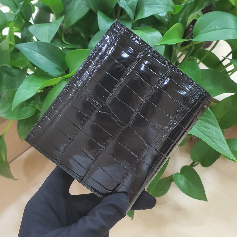 New Thai Fashion High Gloss Crocodile Genuine Leather Wallet Female Slots Business Bag Leather Vertical Bank Card Bag Purse Mens