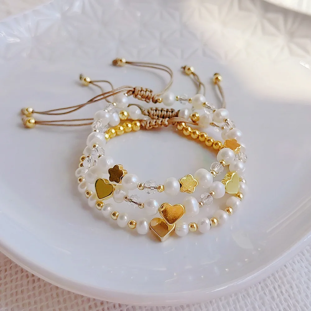 

Rice bead bracelet Creativity Pearl Star heart Bohemia Pattern Hand weaving Adjustable Female Fashion Simplicity Beaded bracelet