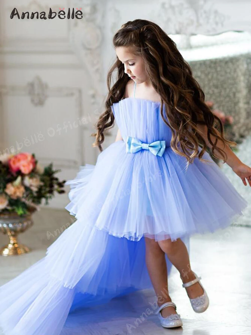 Annabelle Ball Gown For Girl Sleeveless Assymetrical Scalloped Girl Ceremony Dress For Wedding Performance Dresses