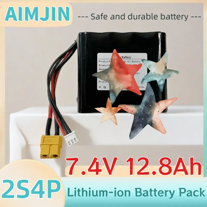 

Аккумуляторная батарея 18650 2S4P для БПЛА, литий-ионная, перезаряжаемая, 7.4В 12.8Ач, для различных радиоуправляемых самолетов, дронов, квадрокоптеров, XH2.54-3P XT60