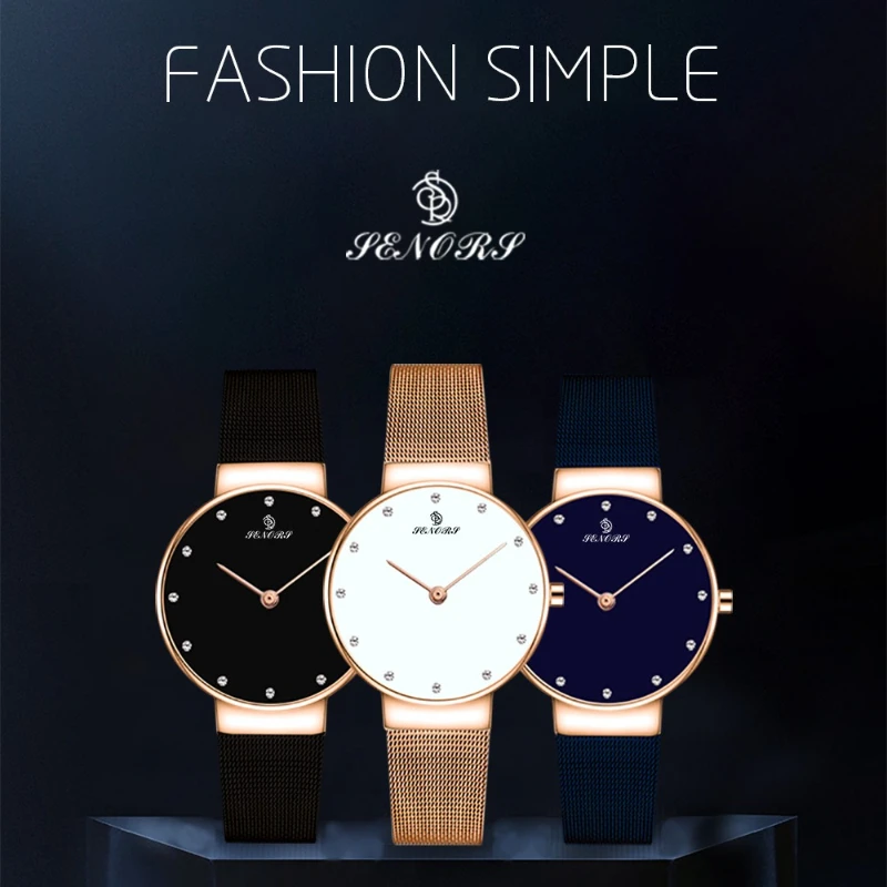 Luxury fashion ultra-thin two-needle quartz watch steel webbing simple classic trend waterproof women's watch new birthday gift