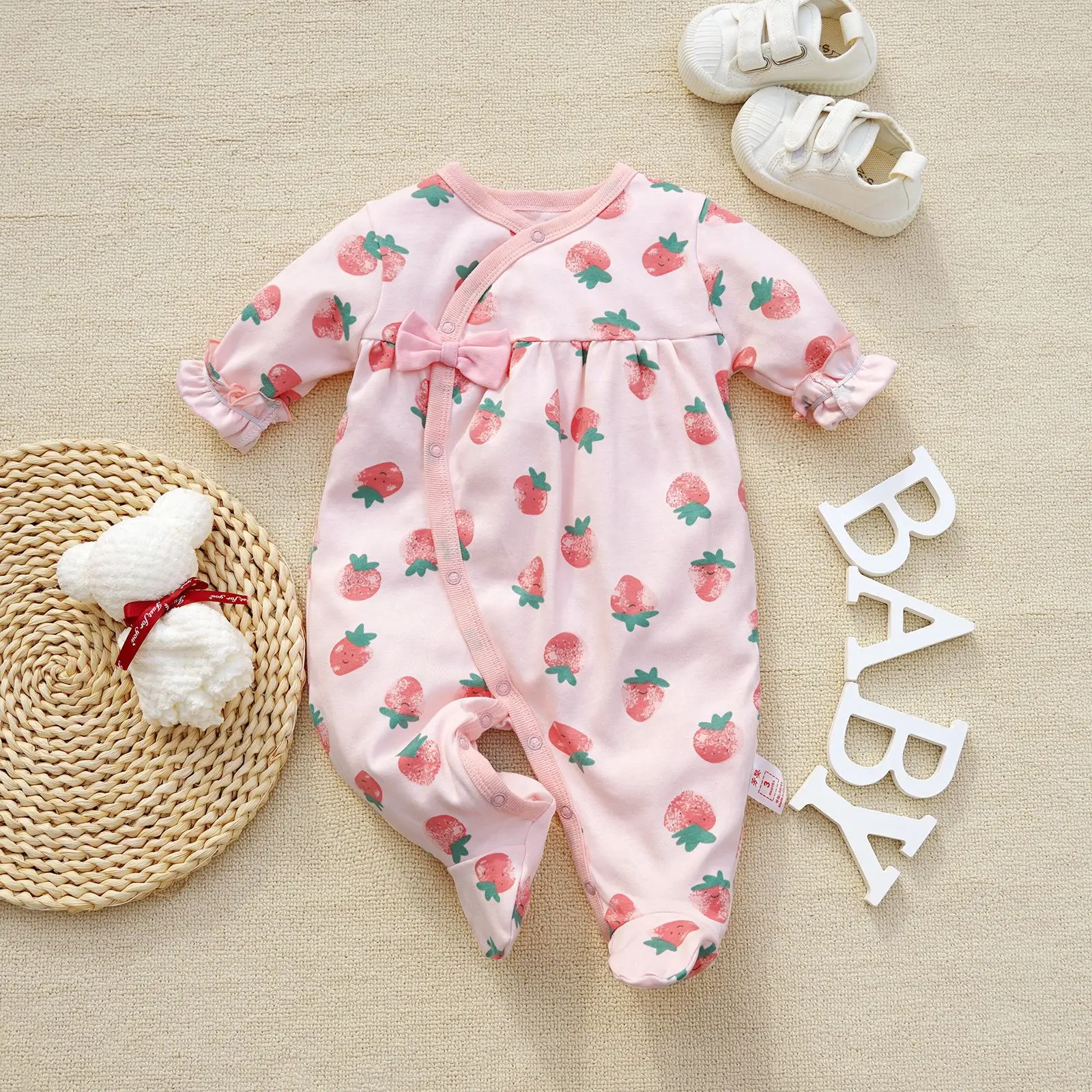 0-12Months cute Baby Rompers Newborn Girls 100%Cotton Clothes of Long Sheeve Infant Clothing Pajamas Overalls