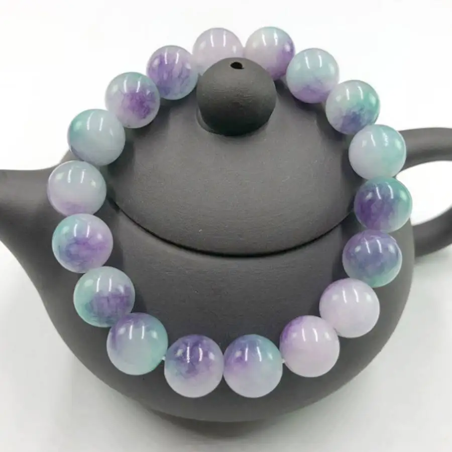 

1pcs 12mm natural crystal Aquamarine Gemstone Mala bracelet Gemstone tassel Bead Chakra Spiritual Women Sacred Stone Chaplet