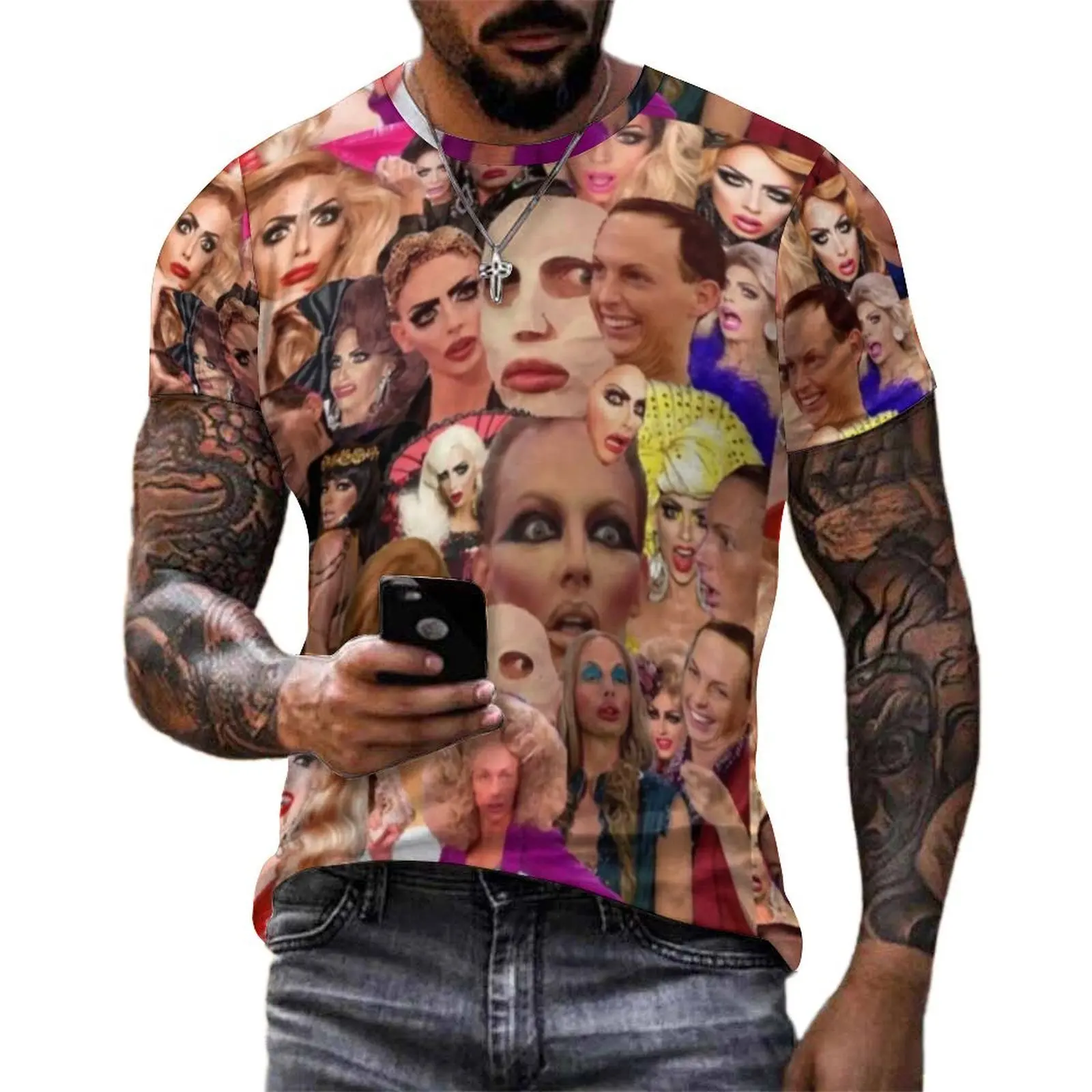 Premium T-Shirt Queens Meme Print T Shirts Alyssa Edwards Collage Funny Popular Tees For Male Short Sleeve Design Oversized Tops