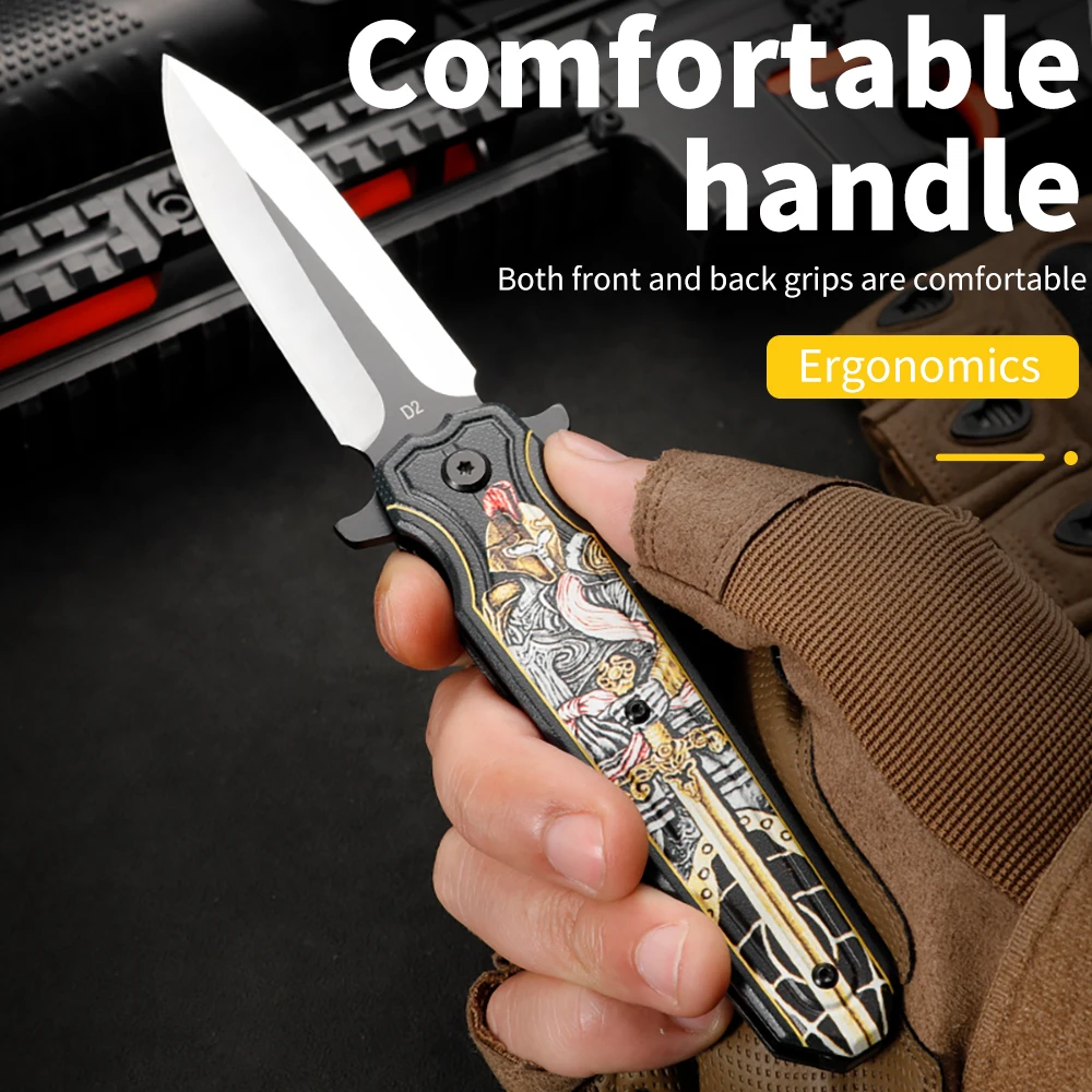 HUANGFUD2 Folding knife EDC/ Pocket Knife 3D printed composite fiber handle ball bearing outdoor camping hunting knife folding