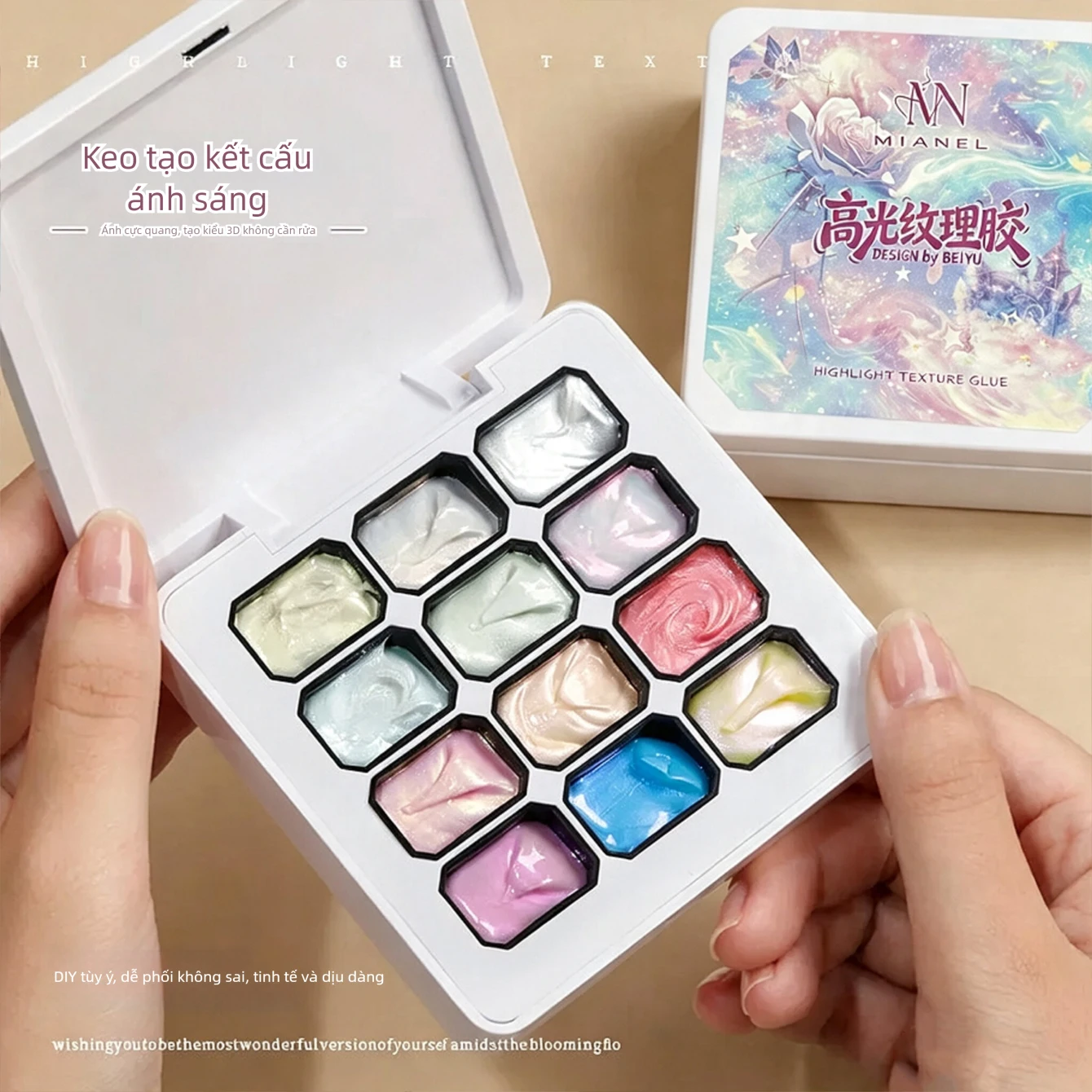 12-Grid Aurora Acetate Texture Gel Paste High-Shine Satin Finish Moldable Sculpting Gel for Micro-Carving Nail Art New