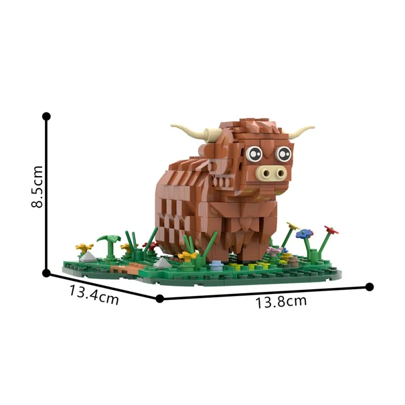 MOC Highland Cattle Bausteine Kit Realistische Tier Schottische Kuh Kyloe Spielzeug Bauernhof Ziegel Rinder Erwachsene Mädchen – Detail 7