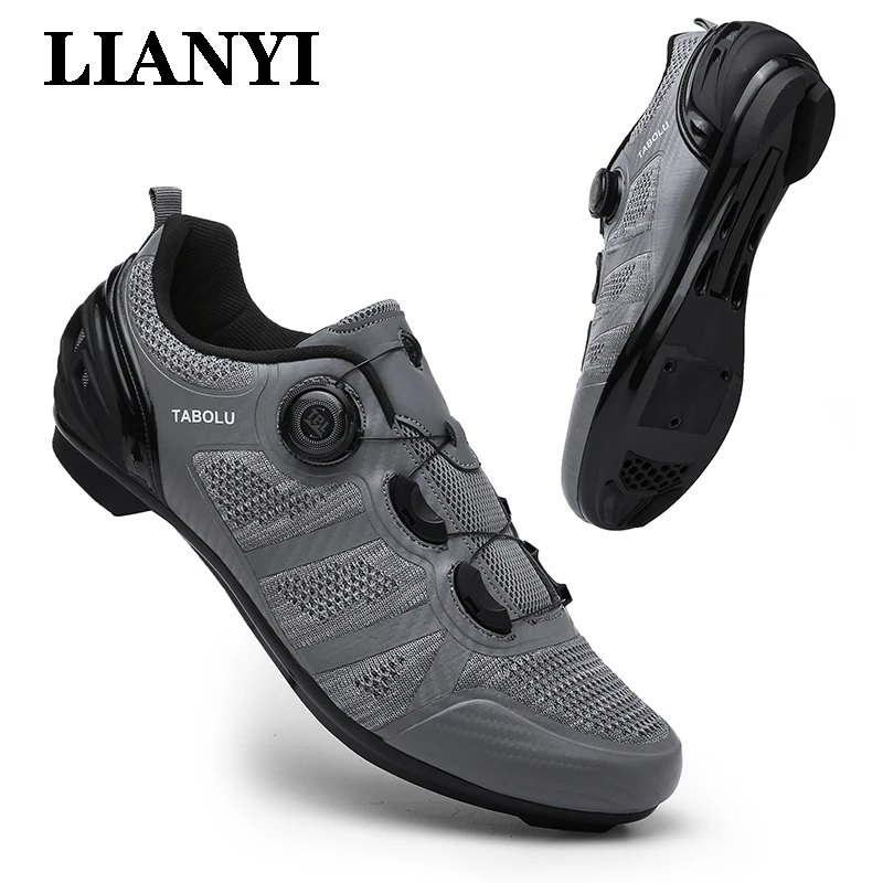 

LIANYI Men's Road Cycling Shoes MTB Competition Self-locking Speed Non-Slip Mountain Cross-country Bicycle Flat Sports Shoes