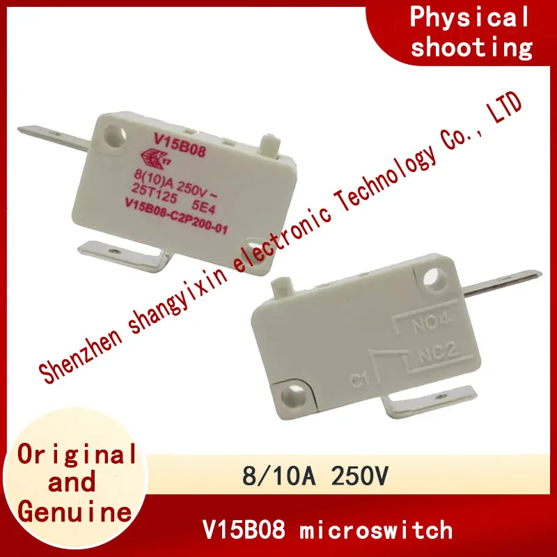 

Оригинальный микропереключатель V15B08, нормально открытый, 2-контактный, 8/10 А, 250 В, ограничитель хода, переключатель с самовозвратом