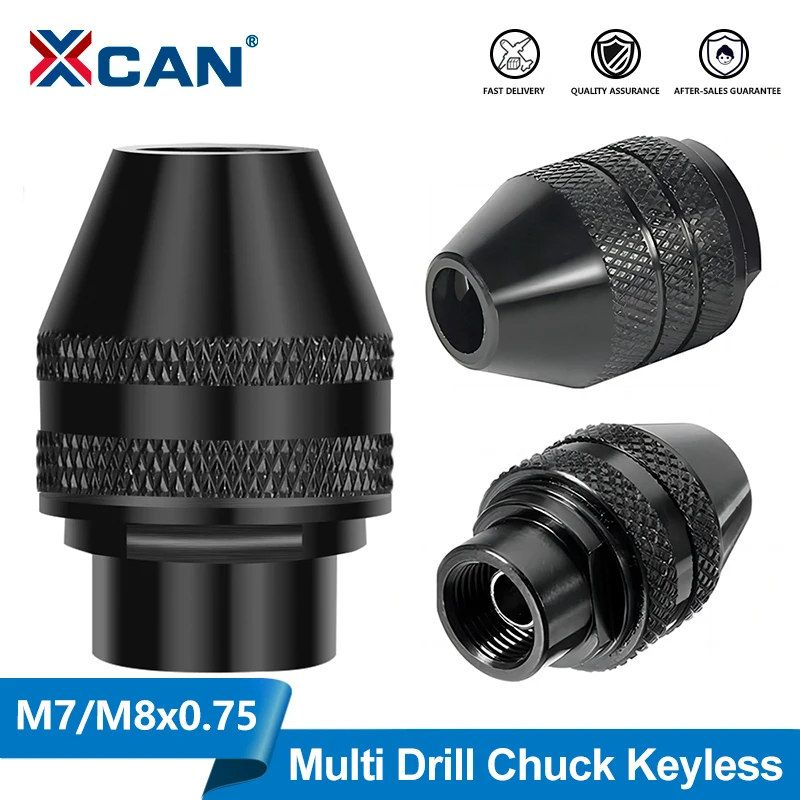 XCAN 1pc M7 M8 Mini Multi Keyless Drill Chuck 0.5-3.2mm Quick Change Cartridge on Screw DriverThree-Jaw for Dremel