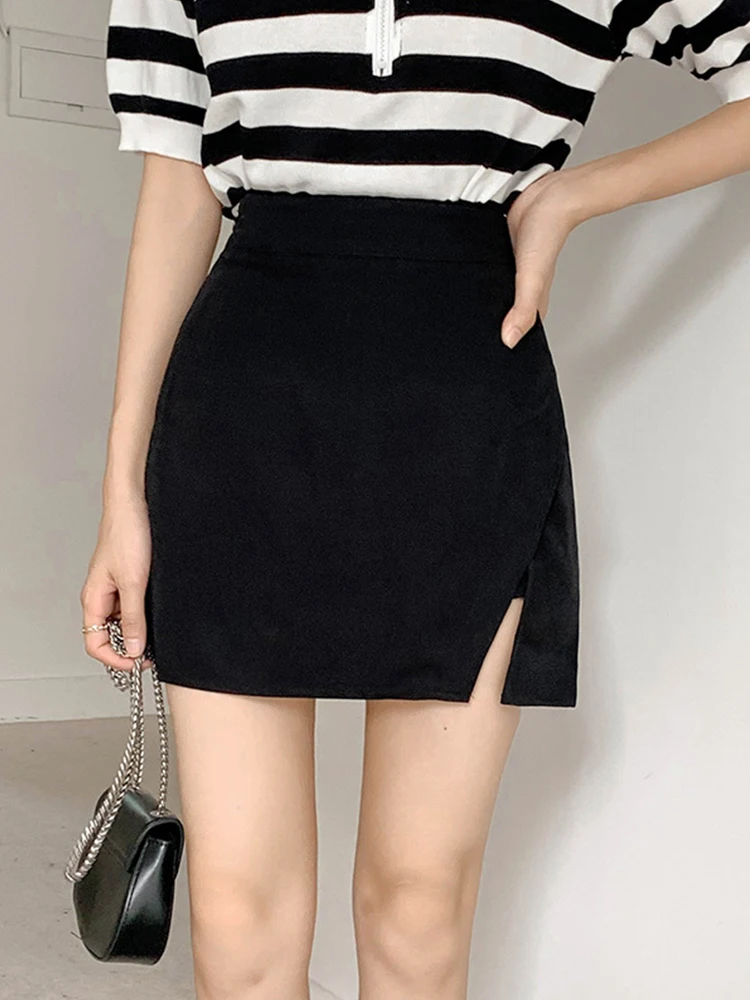 

Юбка с высокой талией, черная, женская, А-силуэт, с эффектом похудения, весна-лето, новая короткая юбка в японском стиле