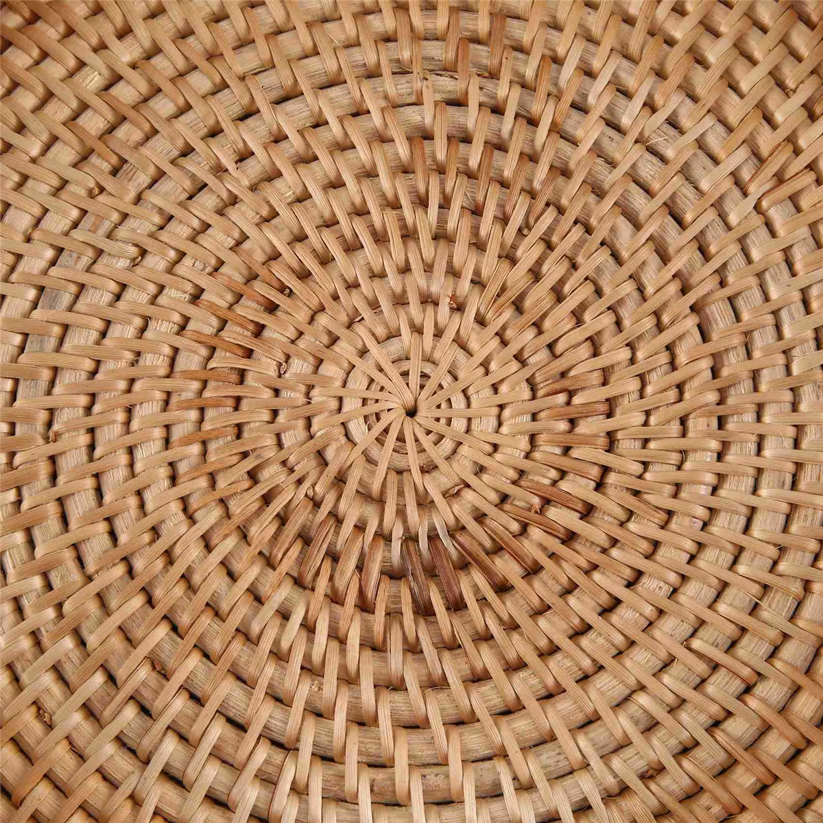 صينية تقديم الروطان المستديرة A39M صواني عثمانية منسوجة مزخرفة مع مقابض لطاولة القهوة الطبيعية (صغيرة)