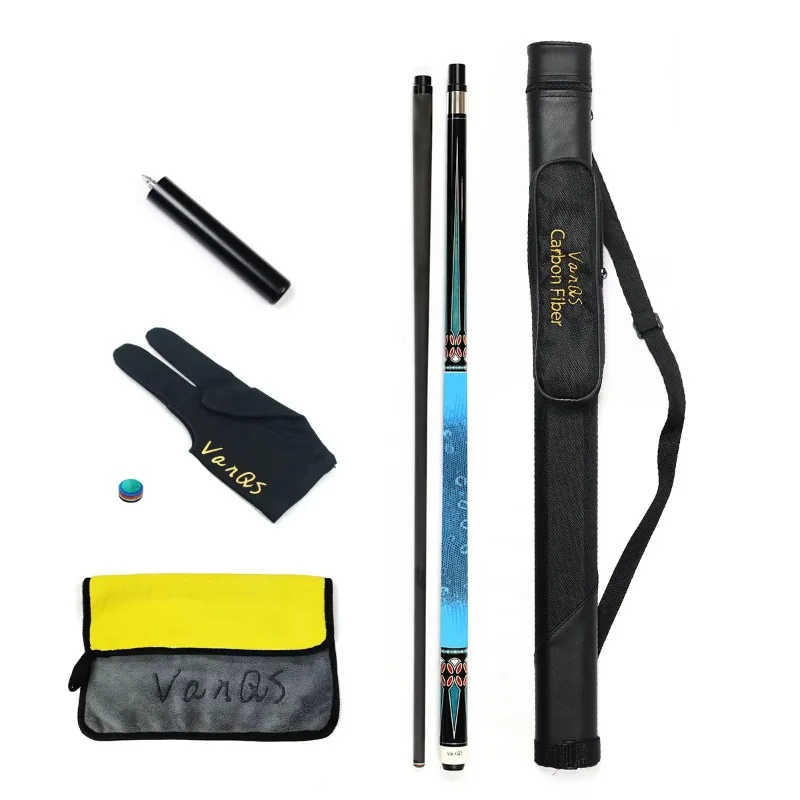 Premium Quality Billiard cue  Kit 1/2-pc Carbon Fiber with Uni-lock Fast Joint  Cue and 1/2 Cue Bag Set with Accessories