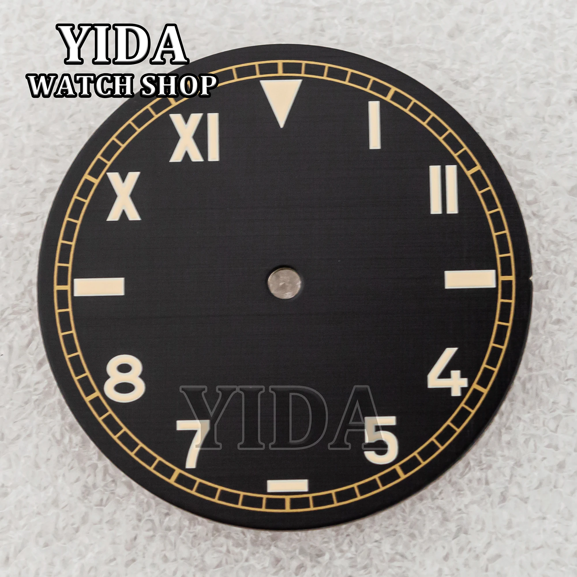 39mm Black Watch Dial Face Luminous Markers Hands Set Fit PAM 6154 Case ETA6497 6498 ST3600 3620 Hand Automatic Movement Parts