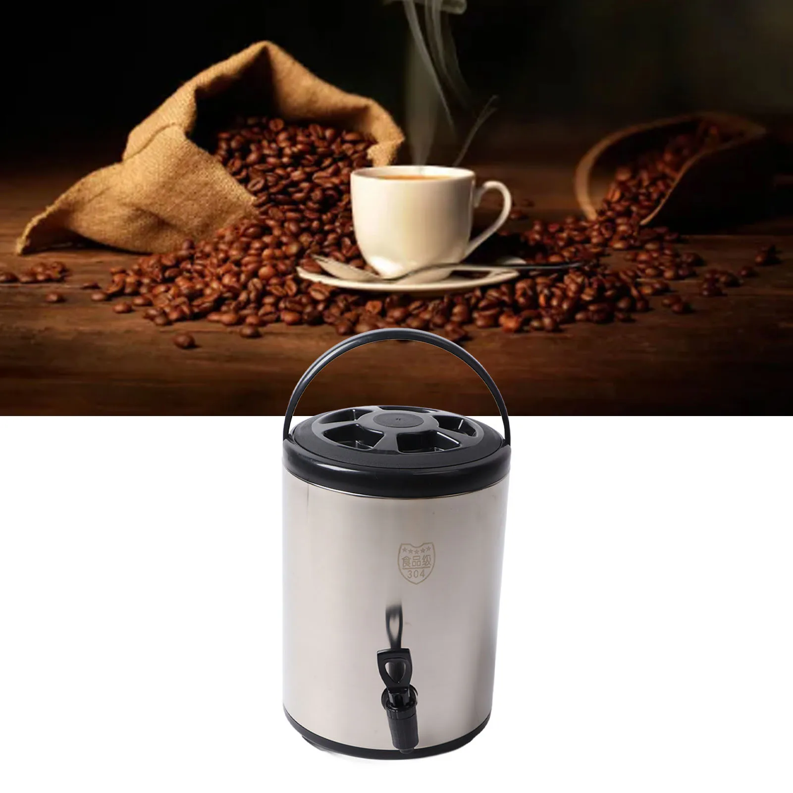 

8L Stainless Steel Insulated Beverage Dispenser Beverage Dispenser Milk Tea Buckets Ideal for Water Milk Coffee for Coffee Shop