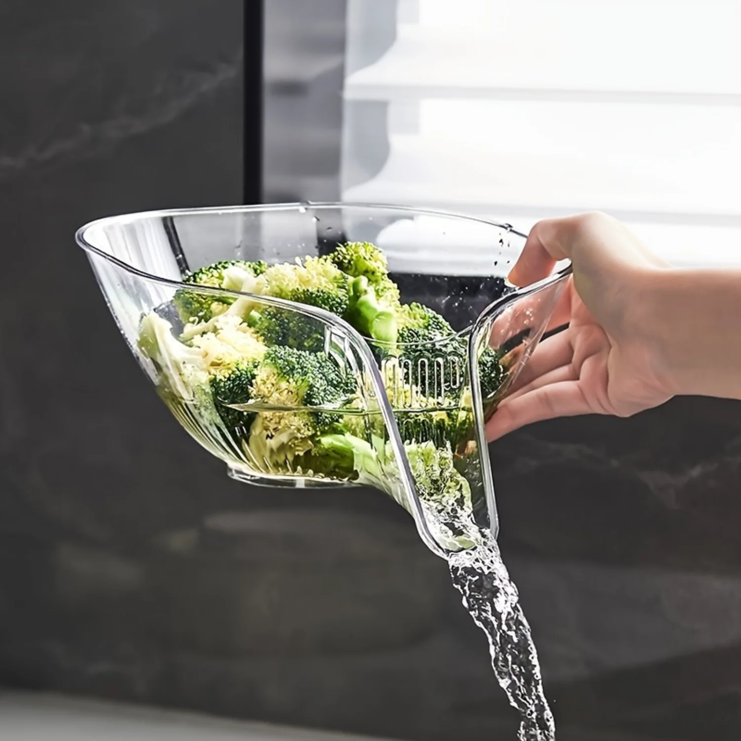 Acrylic Colander Strainer Drain Basket - Multifunctional Funnel for Fruits and Vegetables Washing