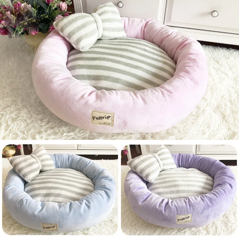 

Pet Dog Bed Mats Round Puppy Pads Four Seasons Available Velvet Soft Lounger Sofa With Pillow Cat Small And Medium Dogs kennel