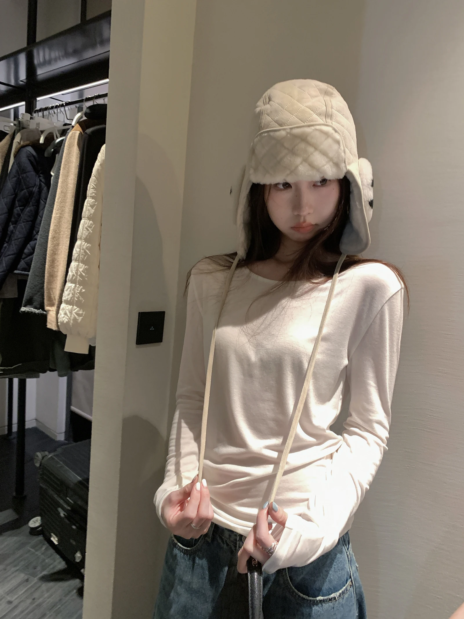 

Linen Wool Long Sve round Ne Base Layer T-irt Simple Sle Slim Fit Daily Wear round Ne Regular Length Pure Color