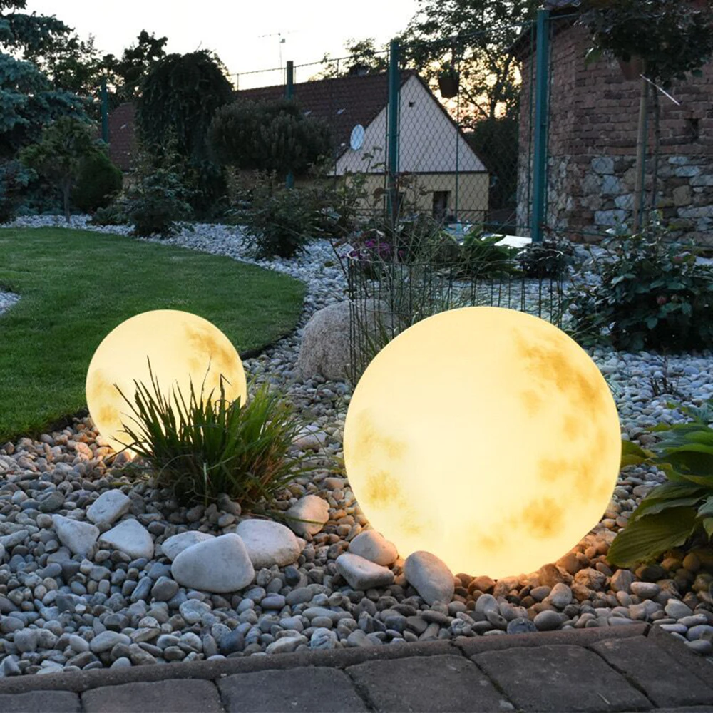 Moon Ball Outdoor Waterproof Lamp Modern Garden Solar Floor Lights for Porch Courtyard Villa Atmosphere Night Lighting LED