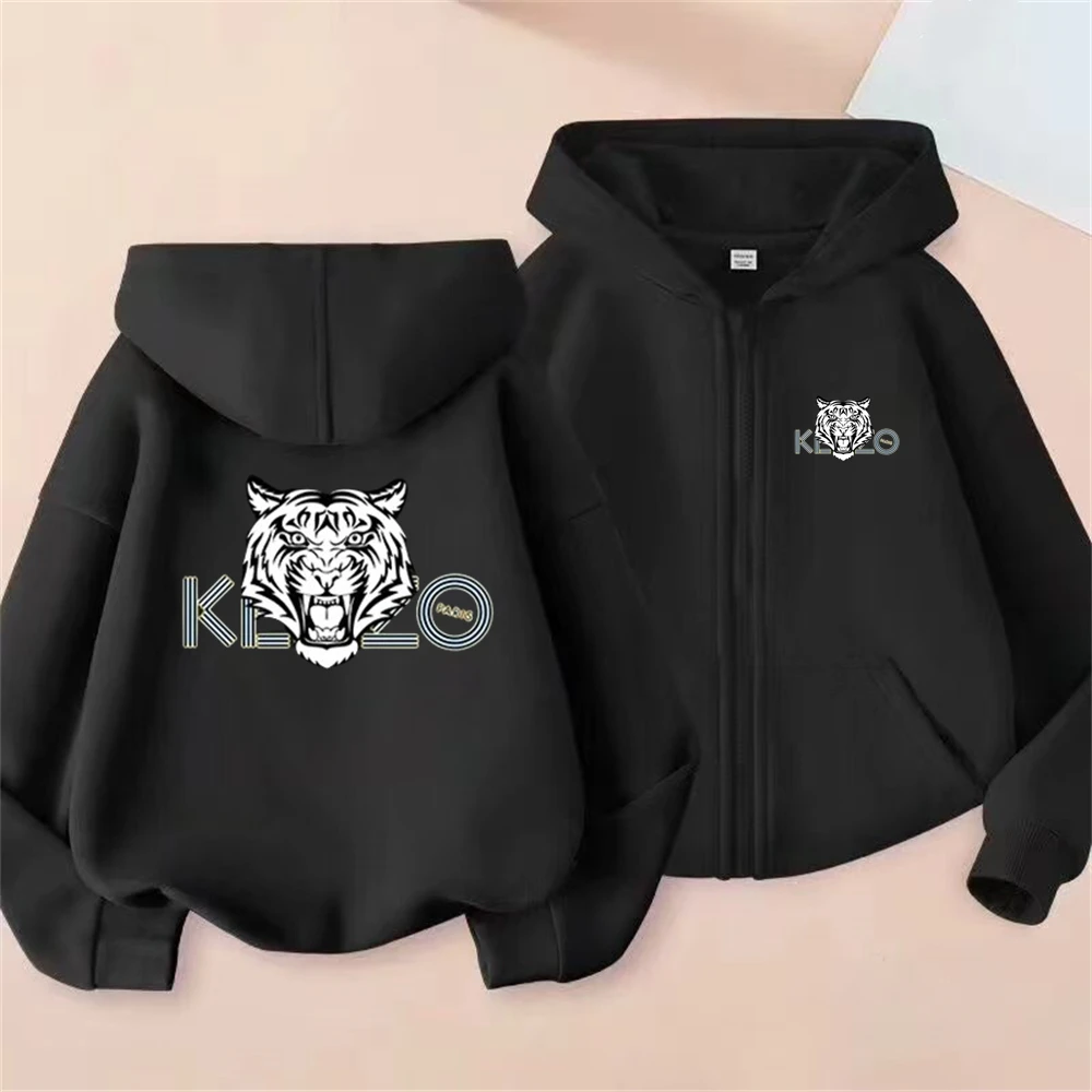 

Children Zip Up Hoodie Tops tiger's head Girl Boy Sweatshirt Kid 3-12 Year Zipper Hoody Coat Casual Sweatshirts black Clothes