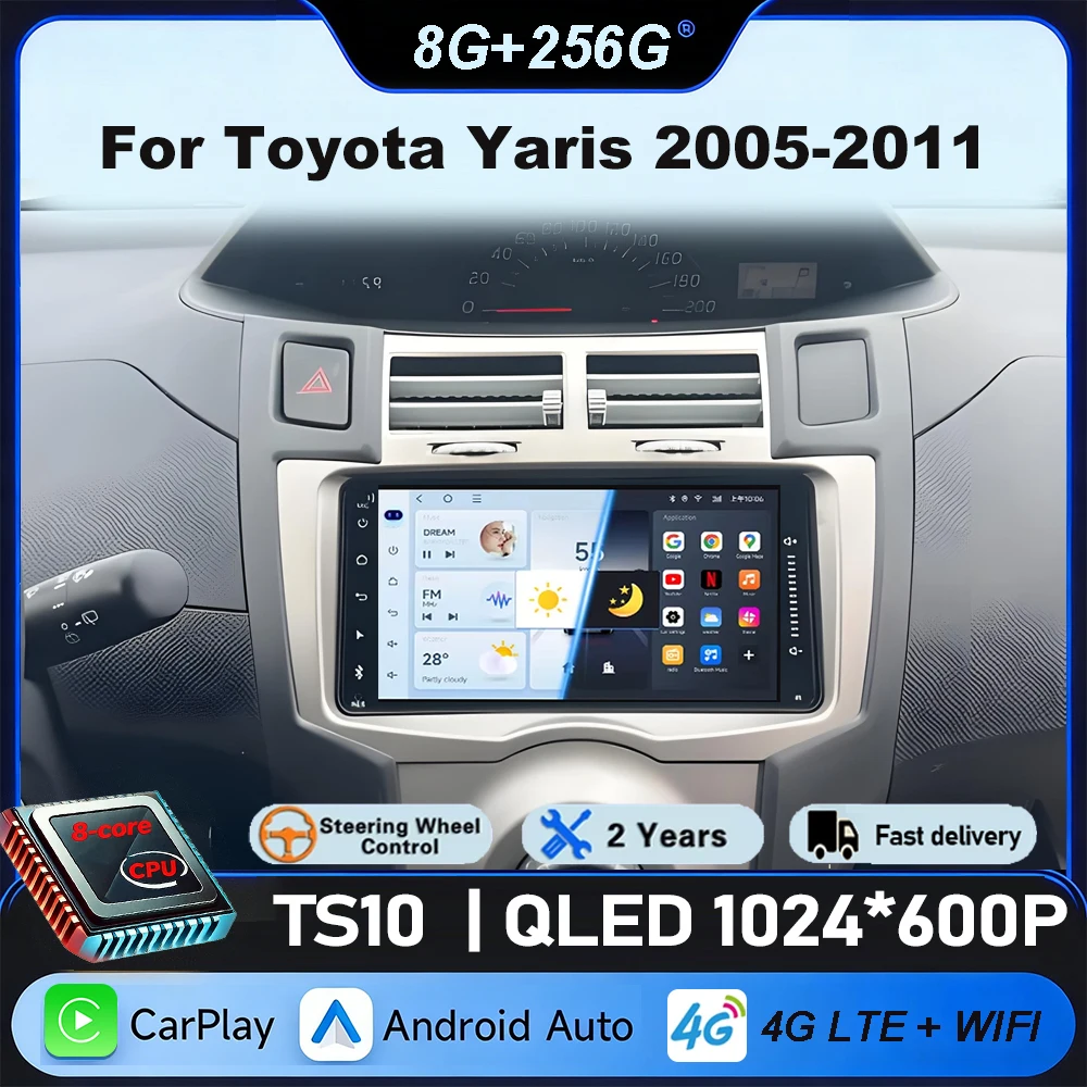 

7inch Car radio For Toyota Yaris 2005 - 2011 Android Auto Multimedia Video Player Navigation Carplay Stereo 2din WiFi GPS