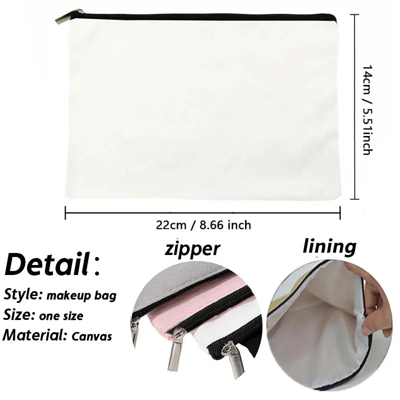 10 Pcs Whosale Makeup Bag Low Price Solid Color Large Capacity Canvas Cosmetic Storage Organizer Wedding Toiletry Pouch in Bulk