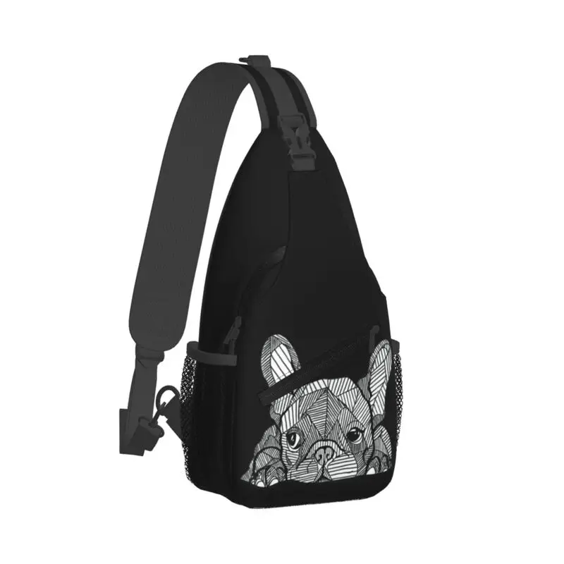 Custom French Bulldog Sling Chest Bag Custom Frenchie Dog Crossbody Shoulder Backpack for Men Cycling Camping Daypack