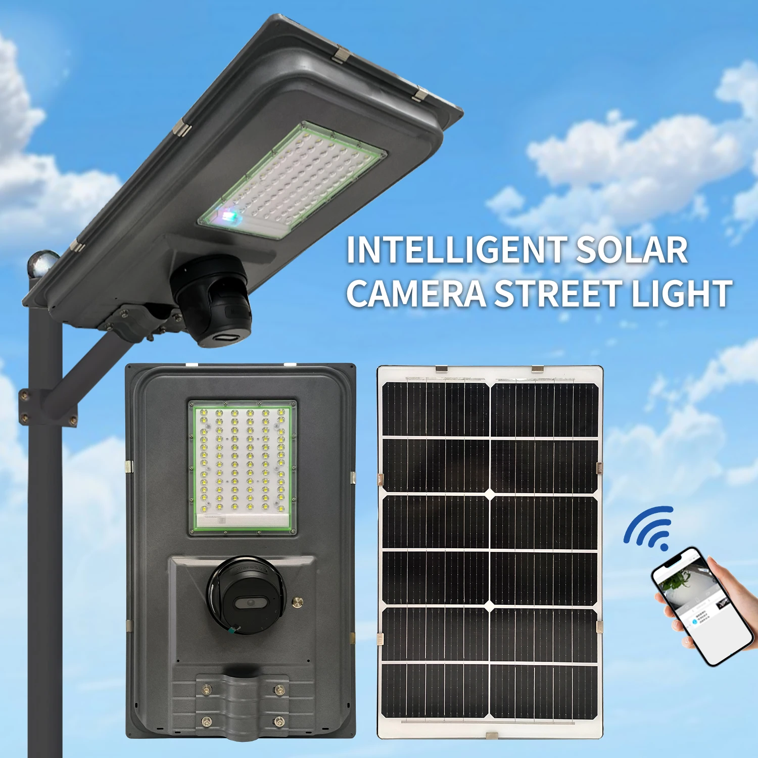 

Outdoor led all in one solar light with surveillance camera solar lighting monitoring system street light