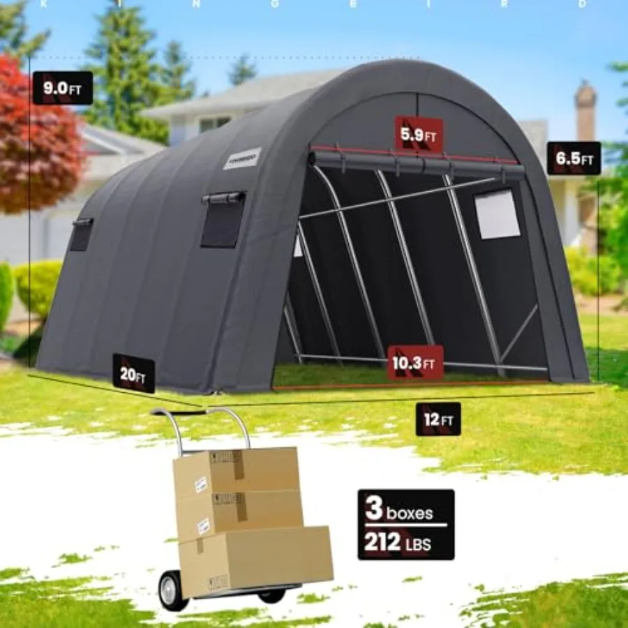 12' x 20' Carport Heavy Duty with Roll-up Ventilated Windows