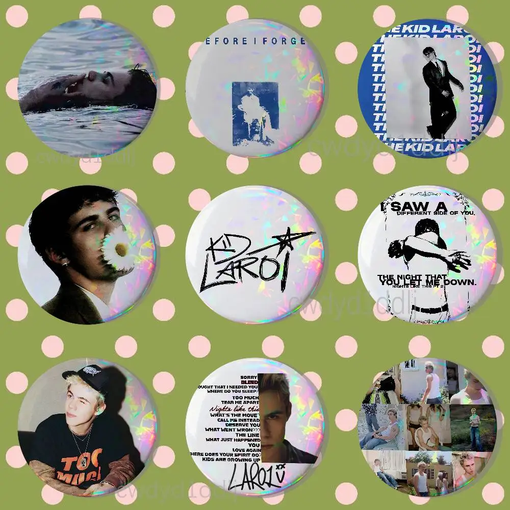 

The Kid L-Laroi Before I Forget Button Pins Cartoon Badge Round Brooch on Backpack Accessories Jewelry Gift for Friend