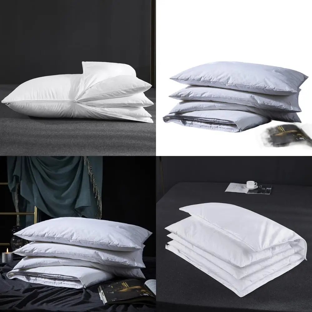 

Подушка King Size с наполнителем из гусиного пуха, 100% хлопковый чехол, регулируемые слои, подходит для сна на животе и на спине