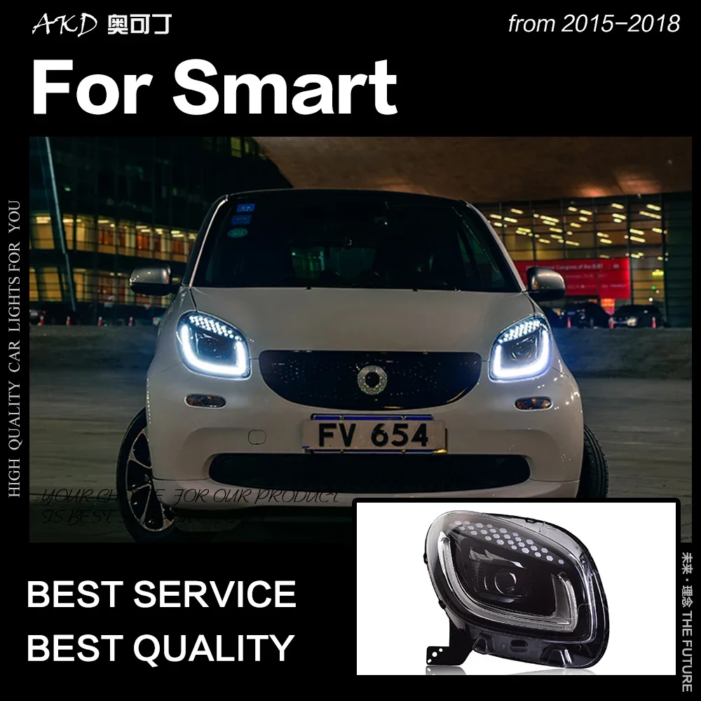 KQX Car Styling Head Lamp for Smart Headlights 2015-2018 Smart for Two LED Headlight LED DRL Hid Bi Xenon Auto Accessories