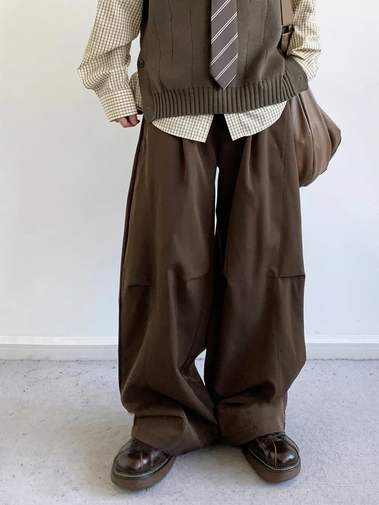 

Свободные широкие повседневные брюки для мужчин, осенние, в японском стиле, ретро, рабочая одежда, удобные свободные брюки в студенческом стиле