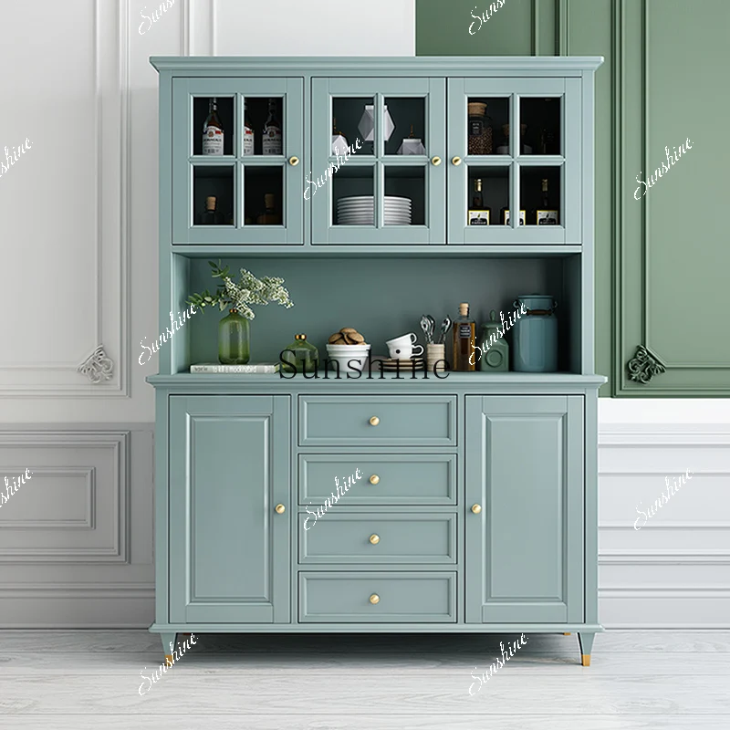 American light luxury all solid wood dining edge integrated wall storage living room wine cabinet furniture retro  FT