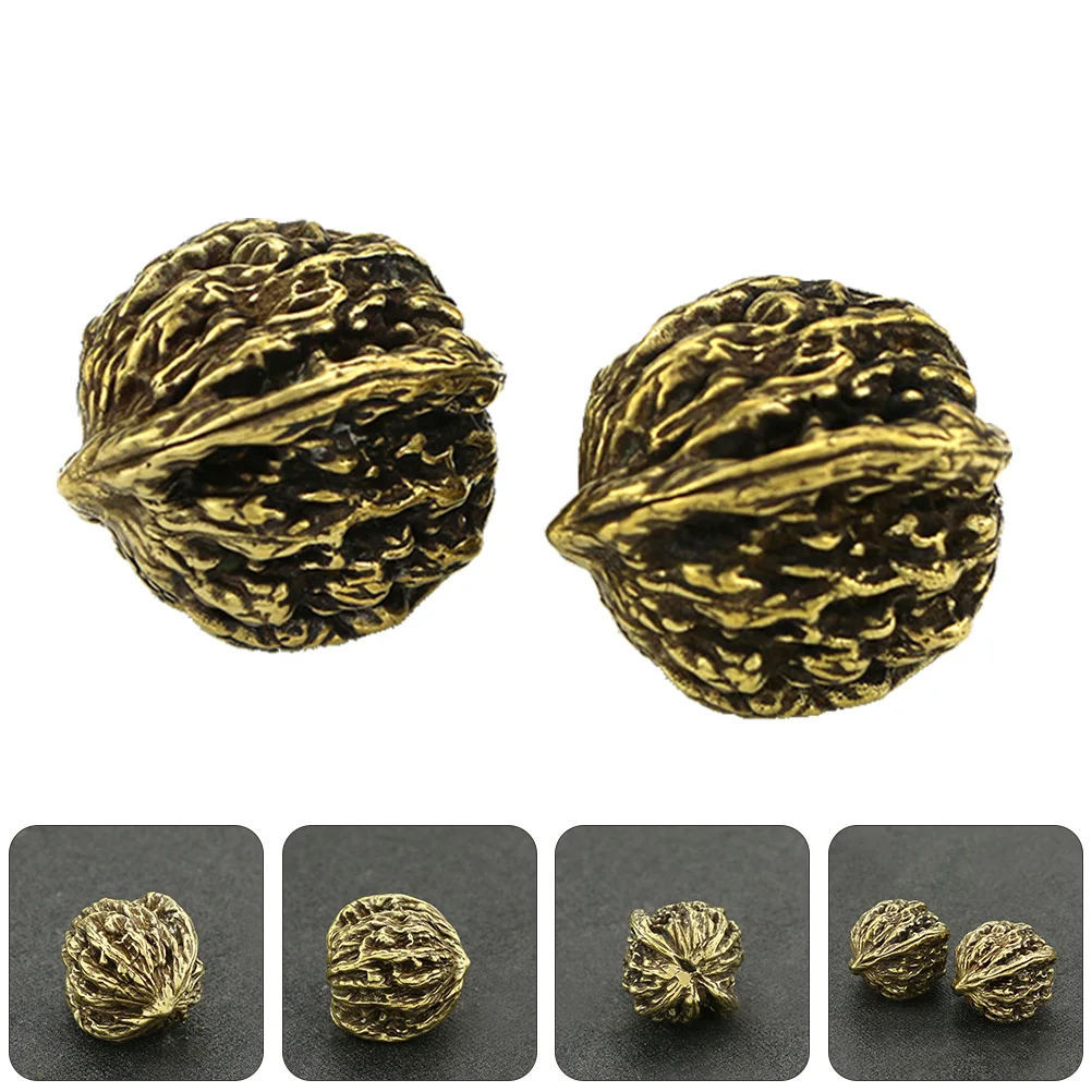 

Copper Walnut Handhold Ornament Retro Decor Collectable Massage Ball Stress Relief Gift For Family Elders Realistic Model Props