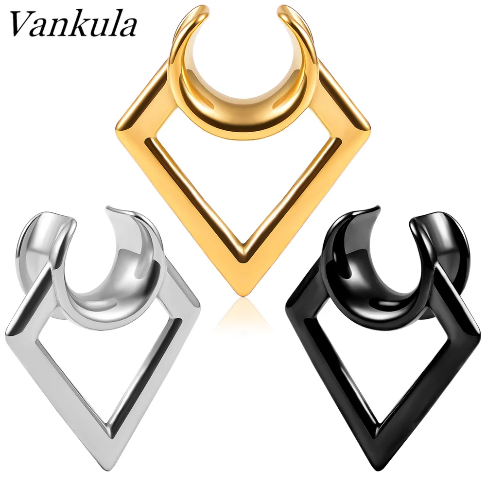 

Vankula 2PCS Stainless Steel Prismatic Saddle Tunnels Plugs Vintage Ear Gauge Piercing Expander Stretcher Body Jewelry For Women