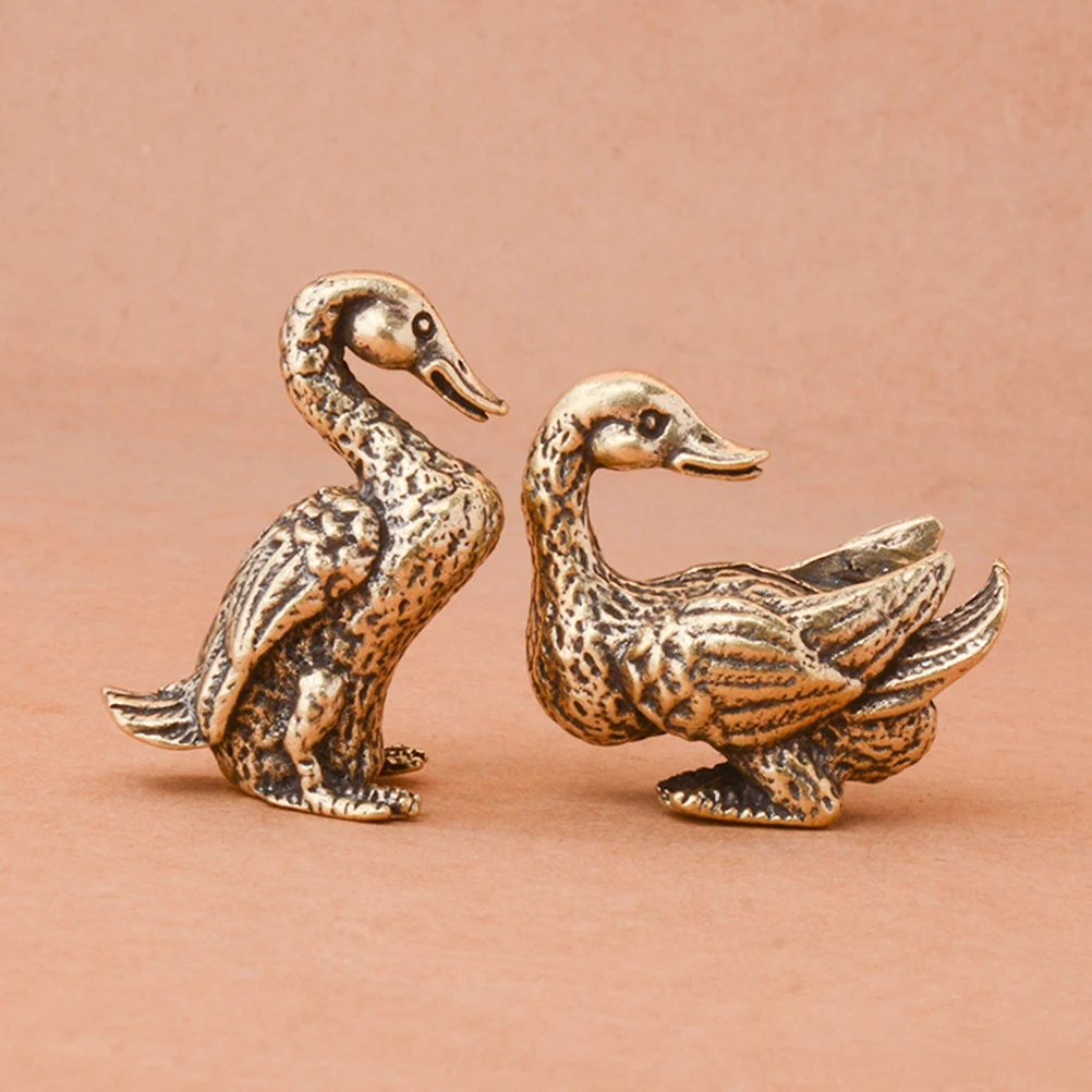 

1 Pair Solid Brass Duck Ornament Vintage Copper Figurines Home Living Room Table Decor Chinese Statues Brass