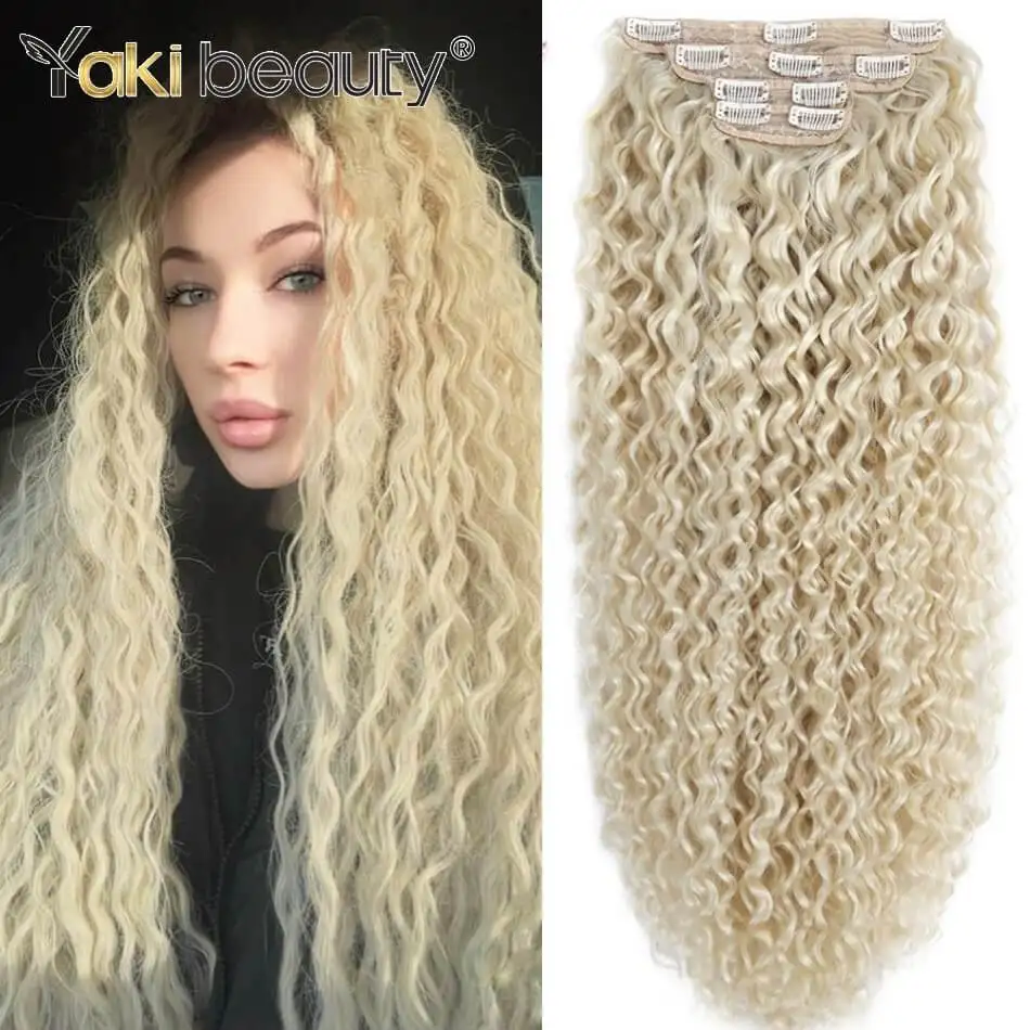 

26'' Synthetic Kinky Curly Clip-in Hair Extensions Super Long Water Wave Clip In Hair 160-200grams 4 Pcs Full Head Hair Pieces