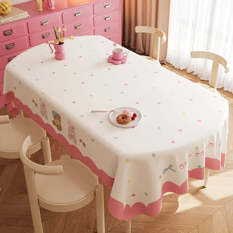 Girl Style Romantic Pvc Tablecloth High Quality Cozy Waterproof Table Cover for Party Soft Furniture Protector for Four Seasons