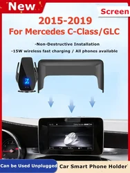 2015-2019 Per Mercedes Benz Classe C GLC Supporto per telefono per schermo per auto Caricatore wireless Navigazione GPS Telefoni Staffa di montaggio