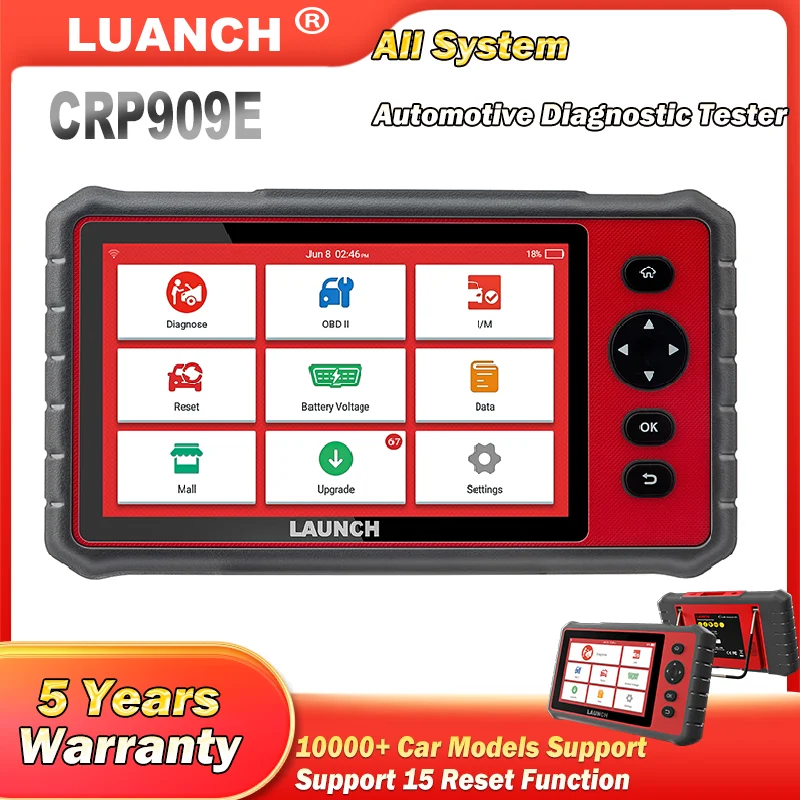 

LAUNCH X431 CRP909E IMMO OBD2 Automotive Scanner All System Auto Diagnostic Tool Professional OBD2 Scanner ABS SAS Airbag DPF