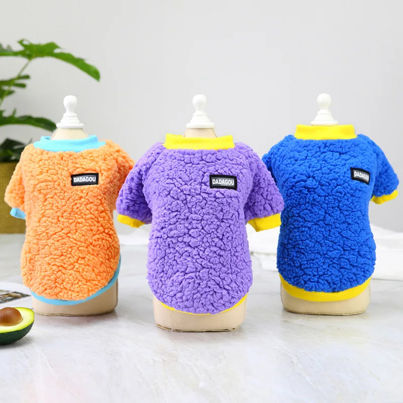 Winter Warm Fleece Dog Sweater Pet Cat Pullover Puppy Costume Round Neck Clothes for Small Dogs Chihuahua Yorkshire Bichon Vest