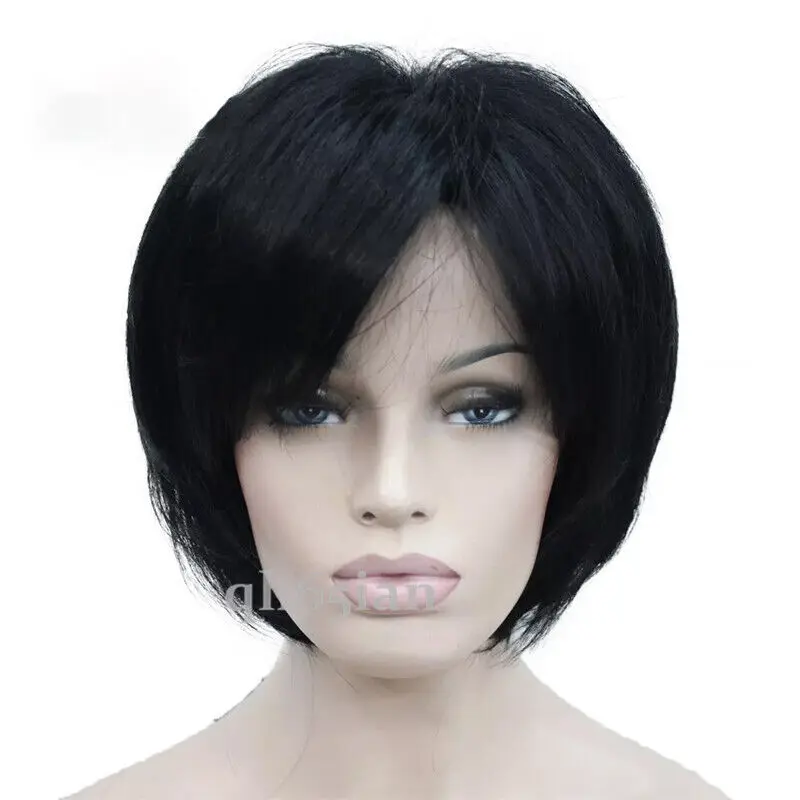 Peluca completa de Cosplay de pelo liso corto Natural para mujer