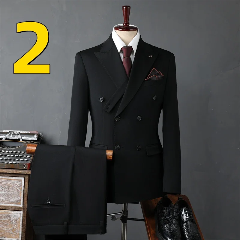 M7123 Men's slim fit stylish black suit for wedding banquet