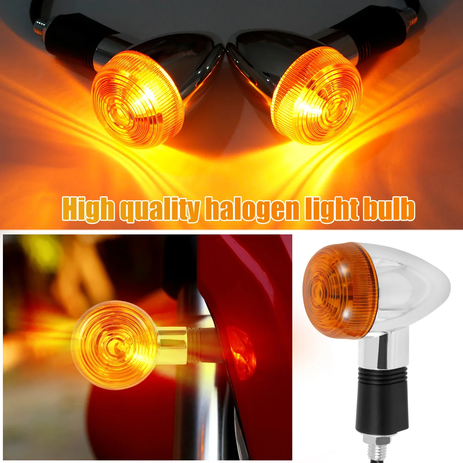 4Pcs Motorcycle Turn Signal Light Universal Moto Indicator Light Turning Amber Lamp Bulb Motorbike Lamps Blinker Flash Bike Lamp