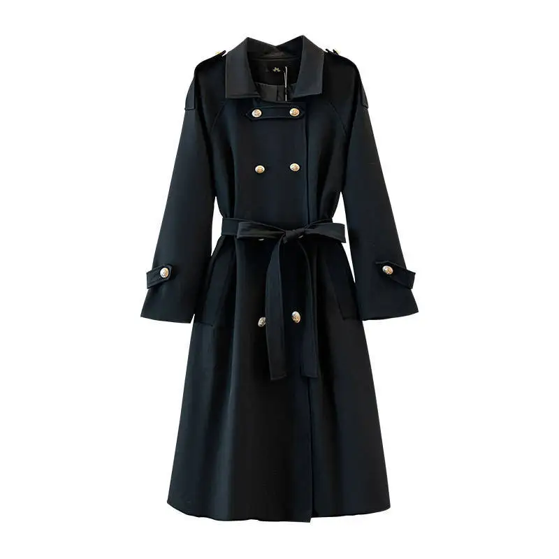 150Kg Plus Size Women's Bust 160 Autumn Long Trench Coat Loose Double Breasted Windbreaker Black Brown 6XL 7XL 8XL 9XL 10XL