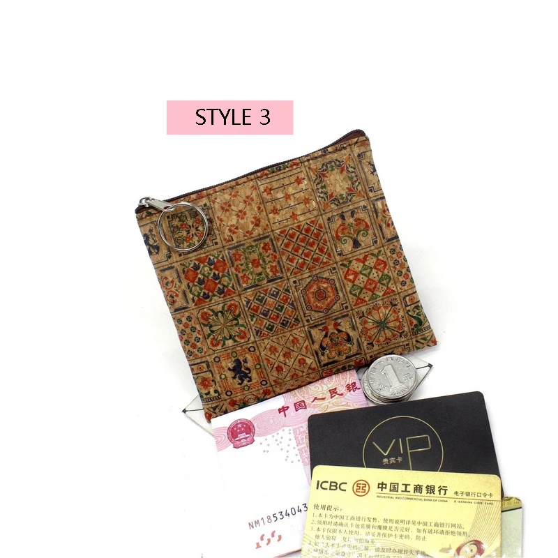 Vintage Fashion Real Wood Grain Printing Coin Purse Bark Cork Grain Coin Bag Casual Nostalgic Clutch Key New Small Square Bag